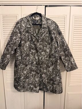 Dennis by Dennis Basso 3X Animal Print Double Breasted Raincoat Plus Size